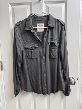 Mossimo Women’s Gray Button-Up Utility Shirt - L